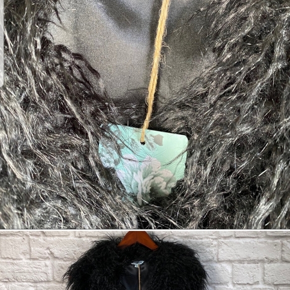 Nostalgic faux fur vest ombré black grey white - Picture 2 of 2